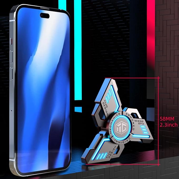 INNÔPLUS Fidget Spinner, Fidget Spinners Cool, Fidget Spinners for Adults, Stress Anxiety ADHD Relief Figets Toy, Fidget Light Up Spinner, Metal Finger Hand Spinner Toy with Luminous Light