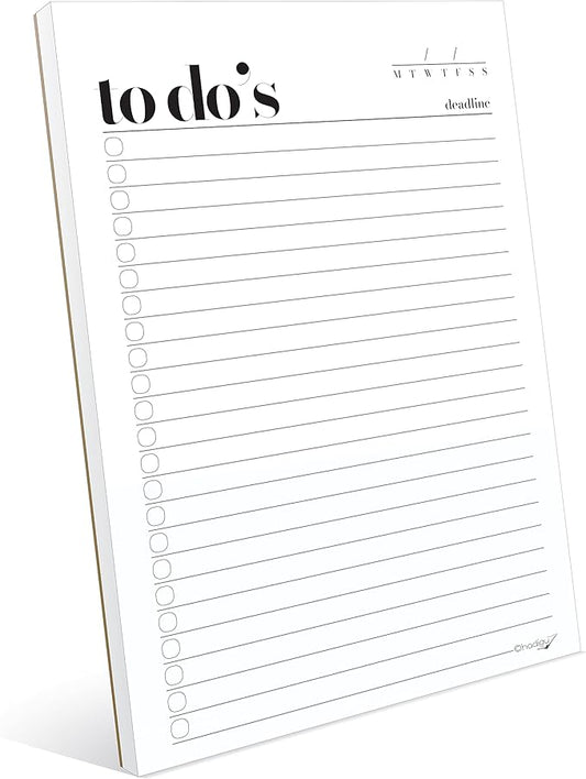 HADIGU To Do List Notepad A5 Size (8.3"x5.8") Premium Thick Paper With Cardboard Back Support, Undated Daily Planner Notepad, Daily To Do List Notebook, Ruled Pages, Checkboxes, Deadline Column.