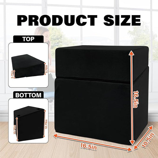 Adjustable Foot Rest Under Desk with 3 Adjustable Heights High-Density Foam Ergonomic Footrest for Office, Home, Travel Airplane, Removable Washable Cover for Back Pain Relief Posture Support (Black)