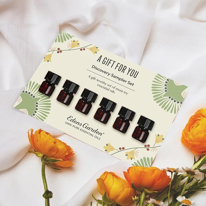 Edens Garden A Gift for You Discovery Sampler 6 Set – 100% Pure Therapeutic Essential Oils – Happy Day, Lavender, Best Sleep, Ocean Breeze, Relaxing Home & Smells Amazing Oil Blends, .92 ml/ 6 Pack