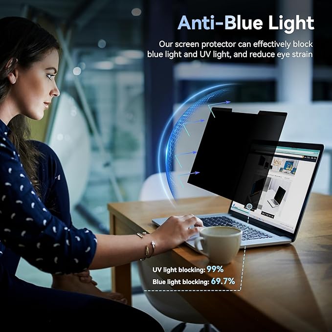 Mamol Magnetic Laptop Privacy Screen 13.3 inch ,16:9 Aspect Removable Anti Glare Protector Blue Light Privacy Screen Filter,Filter Shield Compatible with HP/Dell/Acer/Asus/Samsung/Lenovo/Thinkpad Envy