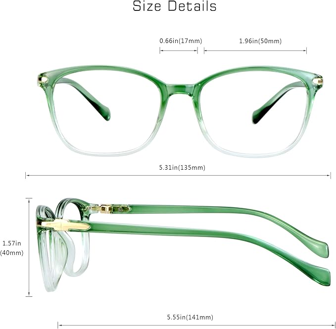 VisionGlobal Blue Light Blocking Glasses for Women/Men, Anti Eyestrain, Computer Reading, TV Glasses, Stylish Square Frame, Anti Glare