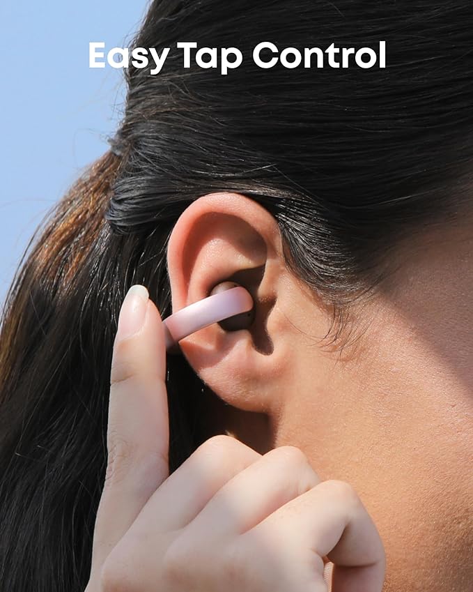 Soundcore AeroClip by Anker, Open-Ear Earbuds, Clip-On Headphones, Adaptive Comfort, Clear Calls with 4 Mics and AI, Stable Fit, 12mm Drivers for Powerful Bass, Hi-Res, Open-Ring Design