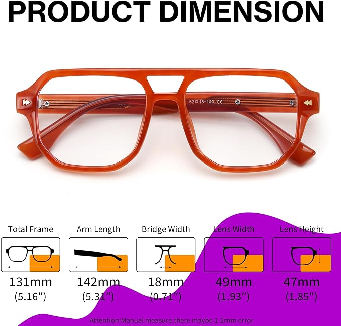 FEISEDY Aviator Blue Light Glasses for Men Women, Retro 70s Style Design Anti Glare Digital Eyestrain & Daily Wear B0284