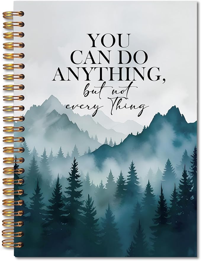 Forest Inspirational Notebook, Motivational Quote Journaling Notebook, Positive Journal for Women Men, You Can Do Anything But Not Everything Spiral Notebooks 5.5x8.3 Inch
