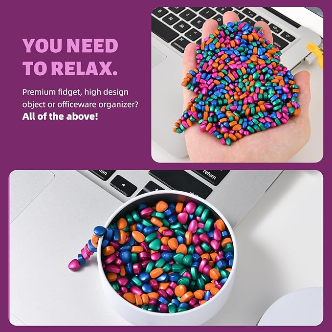 Fidget Toys Adults,Sensory Stones for Stress Relief,300+Multicolour Smooth Ferrite Rocks, Desk Fidgets Toy,Adults Gifts, Holiday Stocking Stuffer