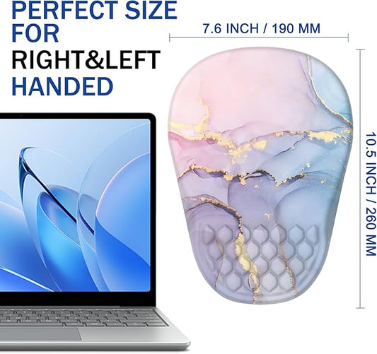 Ergonomic Mouse Pad Wrist Support, with Memory Foam & Non-Slip PU Base, Comfortable Massage Design Mouse Pad Relieve Wrist Fatigue&Pain, Suitable for Computer, Office and Home(03Pink Marble)