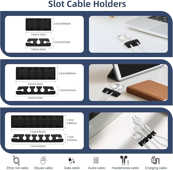 319pcs Cable Management Organizer Kit, Desk Cord Organizer, 98 Adhesive Cable Clips Holder, 17 Reusable Cable Strap, 4 Cable Sleeve Split, and 200 Nylon Cable Zip Ties (Black)