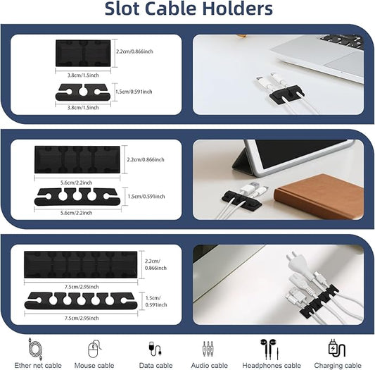 319pcs Cable Management Organizer Kit, Desk Cord Organizer, 98 Adhesive Cable Clips Holder, 17 Reusable Cable Strap, 4 Cable Sleeve Split, and 200 Nylon Cable Zip Ties (Black)