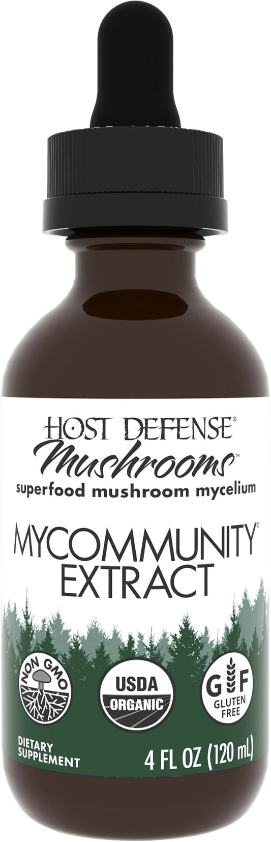 Host Defense MyCommunity Extract - 17 Species Blend Mushroom Supplement for Immune Support - Extract with Lion's Mane, Reishi. Chaga, Cordyceps, Turkey Tail & More - 4 fl oz (120 Servings)*