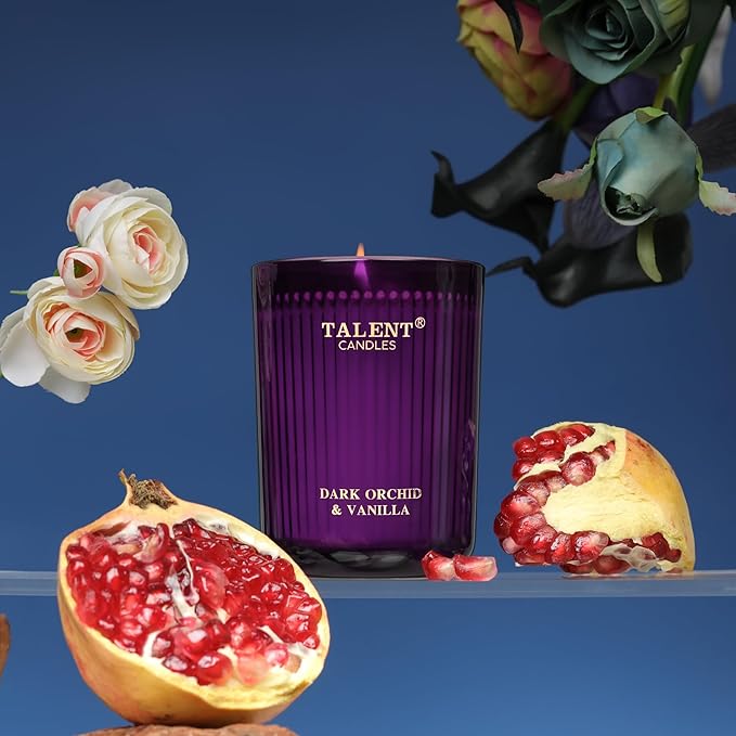 Jar Candles for Home Scented, Aromatherapy Candles Gifts for Women & Men, Natural Soy Candle, 8.4oz Traditional Style, Dark Orchid & Vanilla