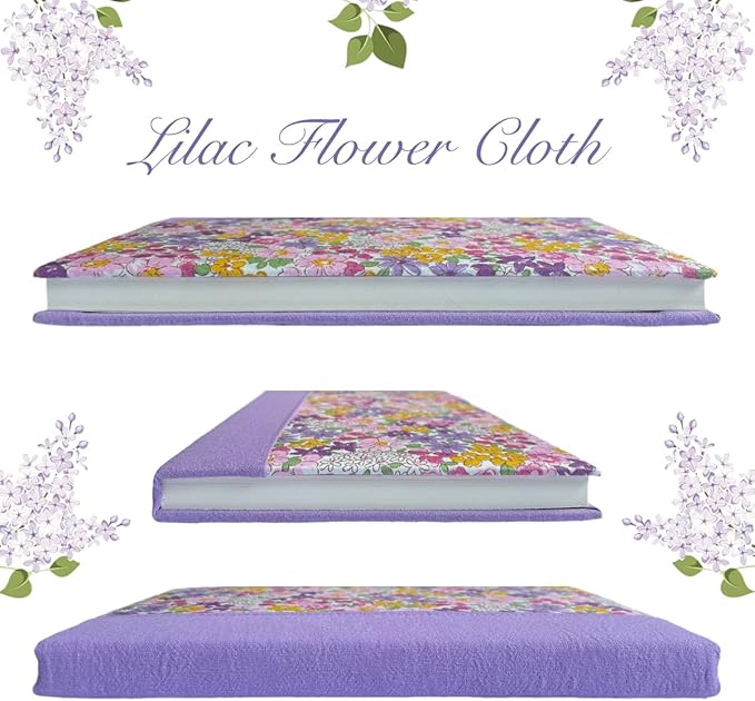 Purple Journal for Women, Floral Notebook, A5, 6x8, Lined Page, Hardcover Notebook, Lay Flat, Flower Printed Cover, Cotton Fabric, Writing Journal, Reading Notebook, Lilac Gifts