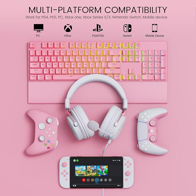 EKSA E900 Headset with Microphone for PC, PS4,PS5, Xbox - Detachable Noise Canceling Mic, 3D Surround Sound, Wired Headphone for Gaming, Computer, Laptop, 3.5MM Jack