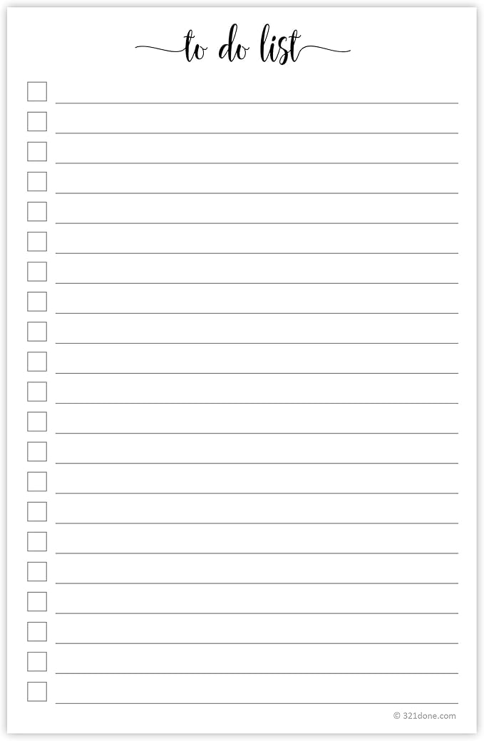 321Done To Do List Notepad - 50 Sheets (5.5" x 8.5") To-Do's Notepad Tear Off, Planning Memo Pad, Planner Checklist Organizing - Made in USA - Simple Script - Wide-Ruled