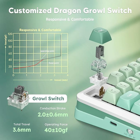 Redragon K681 Wireless Mechanical Keyboard, Gasket Mounted RGB Gaming Keyboard with Volume Knob, MDA-Profile, Pre-Lubed Linear Switches, 81 Keys 75％ Tri-Mode Hot Swappable for PC/Xbox/Ps4/5