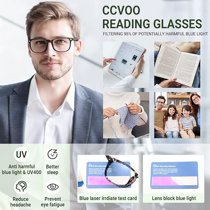 CCVOO Reading Glasses for Women/Men, Eyeglasses, Blue Light Readers for Women/Men, Computer Eye Glasses, Cheaters