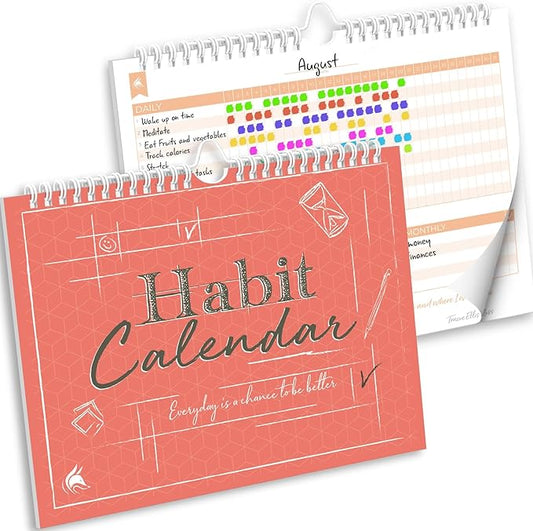 Clever Fox Habit Tracker Calendar – Inspirational Goal Tracker and Habit Calendar for Atomic Habits – Colorful Habit & Goal Planner Journal to Boost Productivity – 24 Months, 10″ x 8″ (Pink)