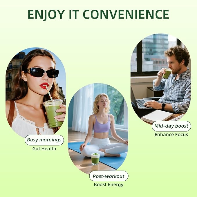 Organic Ceremonial Grade Matcha Powder：Superfood Vegan Supplement On-The-Go Green Tea Plant Based Digestive Enzymes & Energy Support with Akkermansia Probiotic Supports Radiant Skin 30 Stick Packs