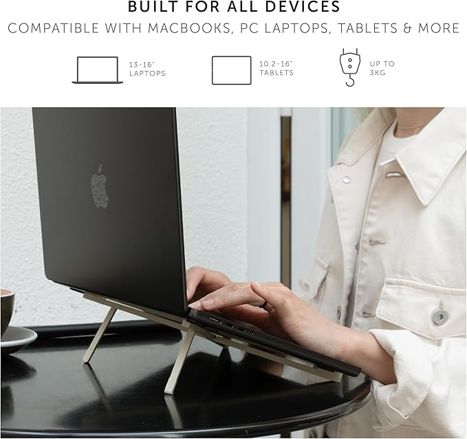 Native Union Fold Laptop Stand – Ultra-Slim Foldable & Portable Laptop Stand – Ergonomic & Optimized Viewing Angle – for 13 to 16 Inch MacBooks & Laptops, 10 to 16 Inch iPads & Tablets (Sandstone)
