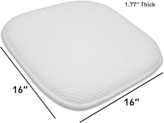 Sweet Home Collection Cushion Memory Foam Chair Pads Honeycomb Nonslip Back Seat Cover 16" x 16", 4 Pack, White