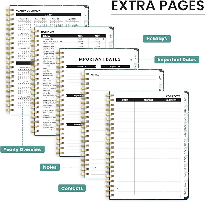 2026 Planner, Monthly and Weekly Calendar Planner for Women, January 2026 - December 2026, Hardcover Pretty 2026 Agenda Planner Book with Tabs, Spiral Bound, Perfect for School Office Home Supplies, 8.5" x 11" - Whale Dreams