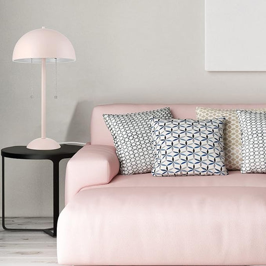 GLOBE Electric 65531 Luna 21" 2-Light Table Lamp, Matte Blush Pink, Double Plated Nickel On/Off Pull Chains