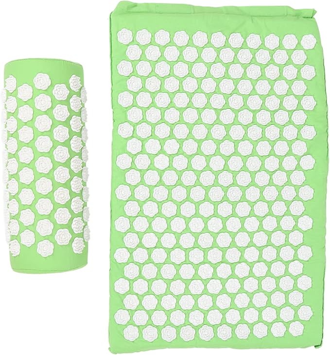 Massage Acupressure Mat Pillow Set, Massage Cushion Pillow Set for Muscle Relaxation and Stress Relief, Yoga Sit Lying Mat to Relieve Body Pain and Improve Blood Circulation(Green)