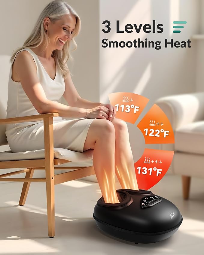 Snailax Foot Massager with Heat, Shiatsu Feet Massager Machine for Plantar Fasciitis Neuropathy, Rolling Compression Foot Massage, Fits Size up to 14“ Multiple Modes, Gifts for Parents