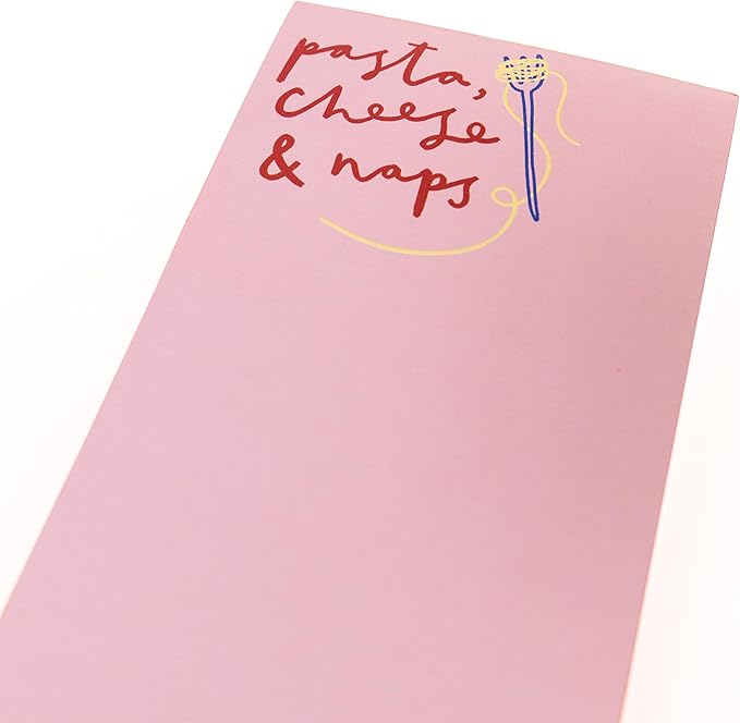 Graphique Pasta & Naps Magnetic Notepad, 100 Tear-Away Sheets for Grocery, Shopping & To-Do Lists, Writing Pad for Fridge, Kitchen, Office