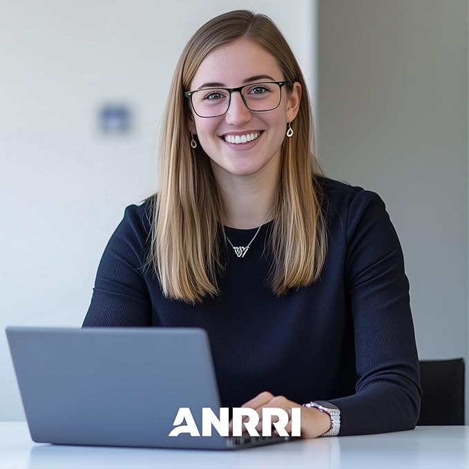 ANRRI Blue Light Glasses Men Anti Eyestrain Oversized Computer Gaming Eye Protection Square Glasses Women Black