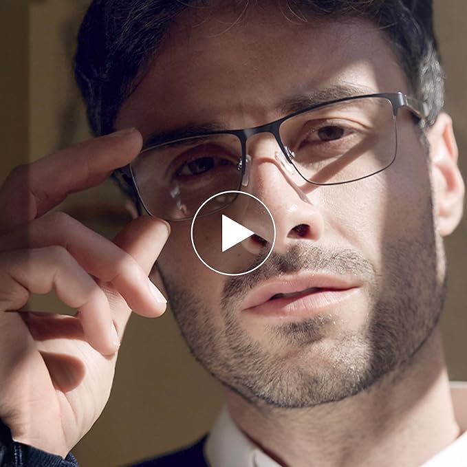 ZENOTTIC Reading Glasses Men: Blue Light Glasses Metal Square Frame - Computer Readers Nose Pads - Spring Hinge Eyeglasses