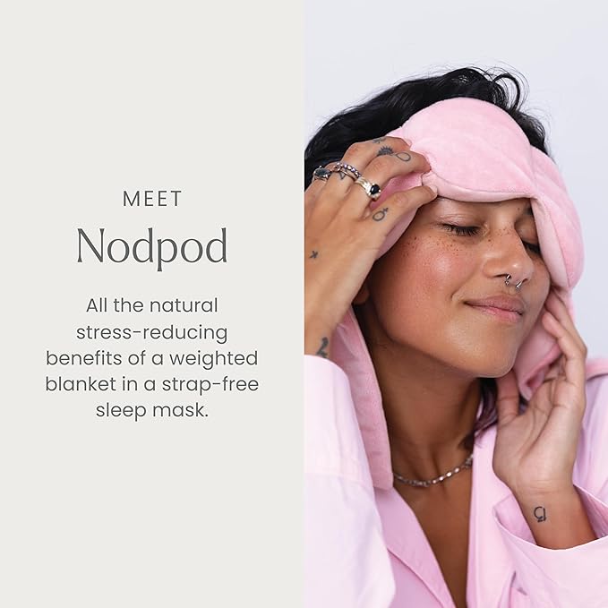 Nodpod Weighted Blanket & Sleep Mask Bundle – Ultra-Soft Body Blanket with Glass Beads + Light-Blocking Eye Mask – Relaxation, Comfort, Travel & Better Sleep - Blush Pink