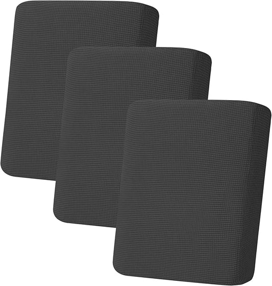 Easy-Going Stretch Individual Chair Couch Cushion Cover Sofa Cushion Furniture Protector Sofa slipcover Soft Flexibility with Elastic Bottom (3-Piece Sofa Cushion Cover, Dark Gray)