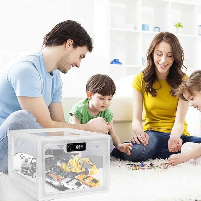 Medicine Lock Box for Safe Medication, Clear Lockable Storage Box for Phone Tablet Office School Home Safety