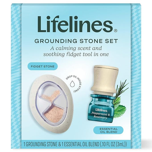 Lifelines Scent-Infused Grounding Stone & Oil Blend Gift Set - Fidgets for Tweens, Teens & Adults with Essential Oil Blend - Stocking Stuffers, White Elephant & Holiday Gifts for Christmas