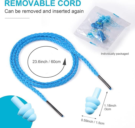 Tondiamo 200 Pairs Ear Plugs Reusable Silicone Earplugs with Cord Sleeping Individually Wrapped Hearing Protection Noise Cancelling Earplugs for Work Construction Shooting Sports(Fresh)