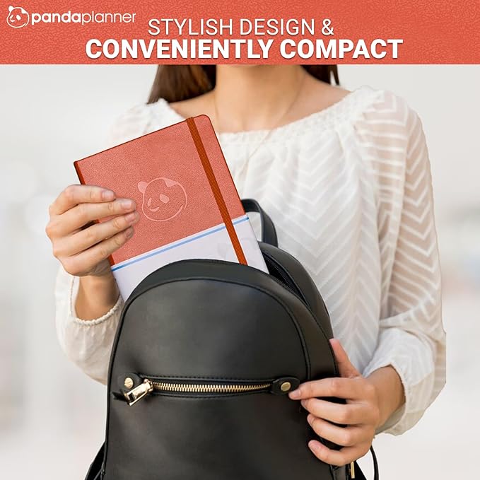 Panda Planner Daily Planner 2025-2026 – Classic Undated Productivity Planner & Hourly Schedule Notebook – Day Planner for Focus & Goals – Orange