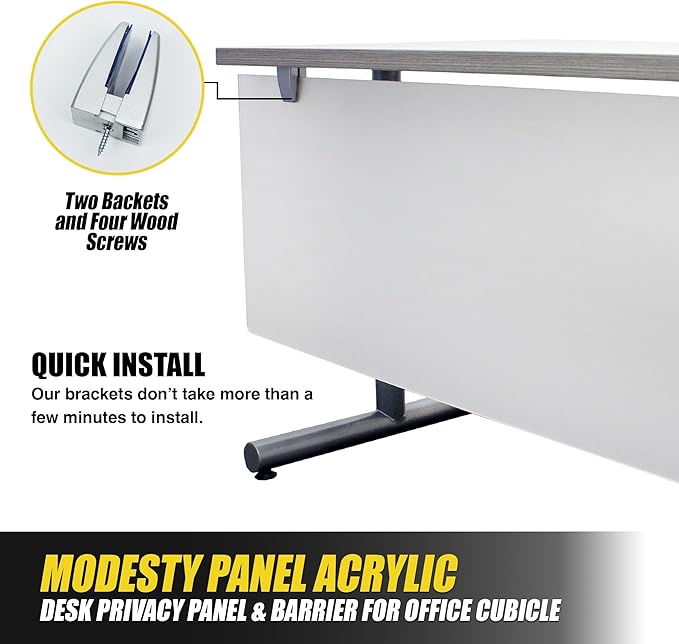 OBEX Table Mounted Modesty Panel Acrylic Desk Privacy Panel & Barrier for Office Cubicle, 12" x 66", Frosted