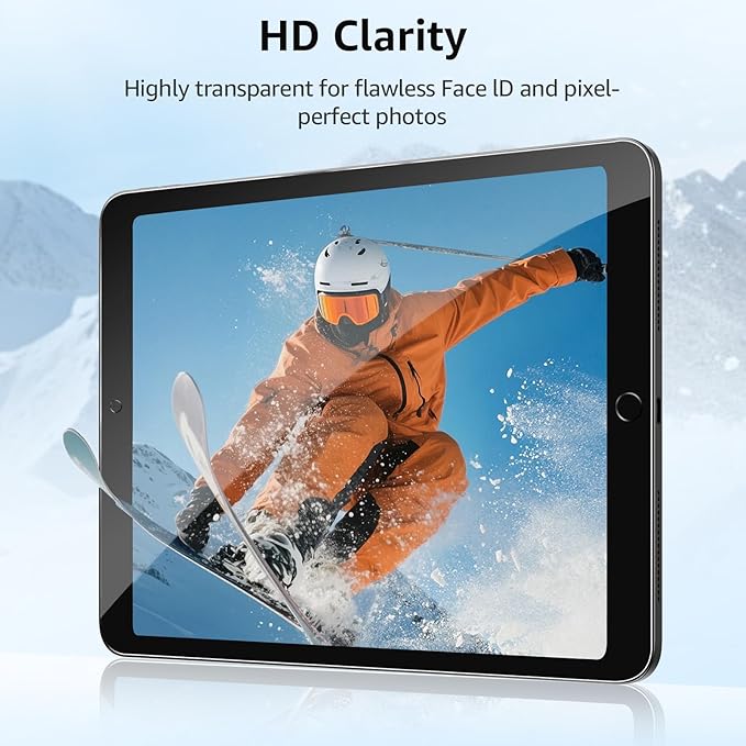 2-Pack Glass Screen Protector for iPad 10.2-in.(9th 8th 7th Gen) Military Shatterproof, 9H+ Hardness, Auto-Alignment Frame, Anti-Fingerprint, HD Clear, Scratch Resistant