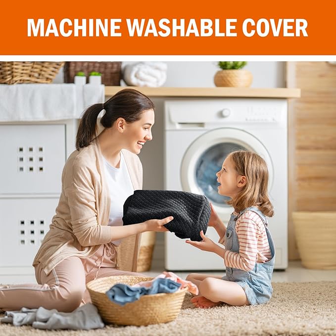 HOMBYS Lumbar Support Pillow for Recliner Chair, Memory Foam Back Support Cushion for Elderly,Extra Large Lumbar Support Pillow,Thick Backrest for Home Reading (Black, 20“x13.5"x5")