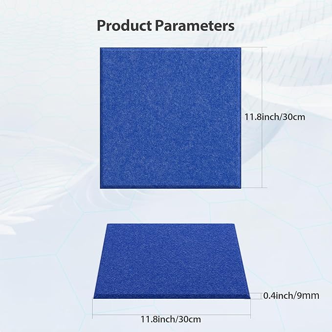 12 Pack Acoustic Panels Self Adhesive Sound Proof Foam, High Density Sound Acoustic Panel, 12X12X0.4 Inch Square Panels in Home, Office, Reccording Room, Studio,and more(Telecom Blue)