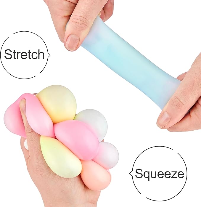 12pc Value Pack - Squeeze Balls in Glow in The Dark Colors - Fidget Toy Stress Balls for Adults and Kids - Anxiety Relief Items to Squish, Squeeze, Throw and Stick Fidgets for Kids
