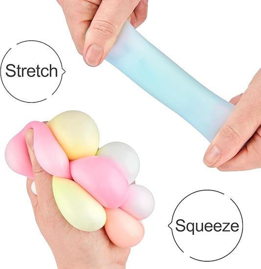 12pc Value Pack - Squeeze Balls in Glow in The Dark Colors - Fidget Toy Stress Balls for Adults and Kids - Anxiety Relief Items to Squish, Squeeze, Throw and Stick Fidgets for Kids