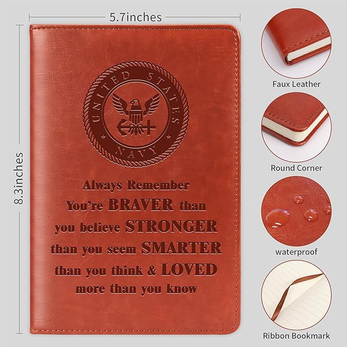 Navy Gift Navy Notebook Always Remember You Are Braver Lined Journal Notebook Military Gift Appreciation Gift Motivational Gift for Navy Military Notebook (Always-NAVY)
