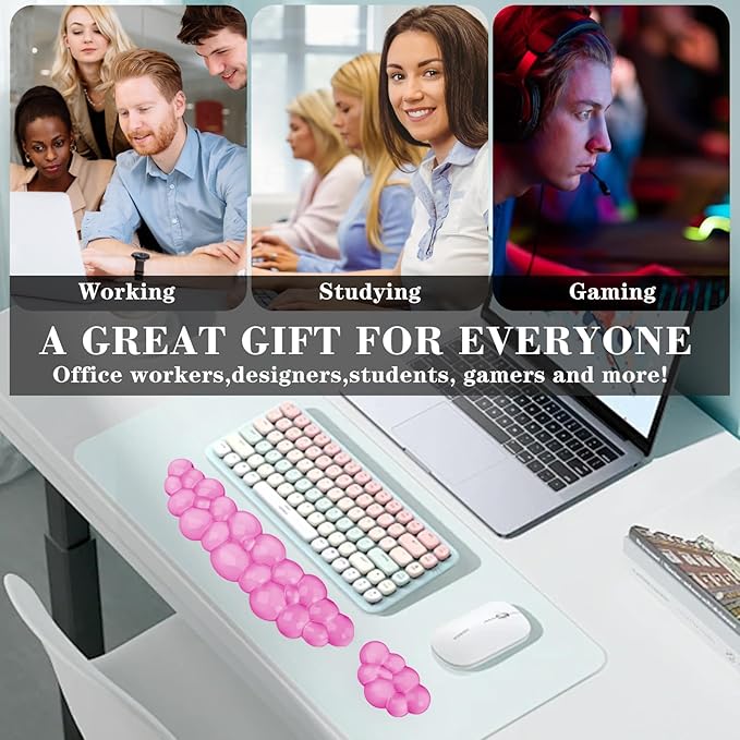 Gel Cloud Keyboard and Mouse Wrist Rest, Cute Wrist Support and Arm Support Keyboard Rest for Keyboard and Mouse Typing Pain Relief，Suitable for Office/Computer/Laptop/Gaming (Pink)