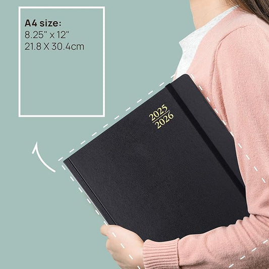 POPRUN 2025-2026 Daily Planner One Page Per Day (Large - 8.25'' x 12'') - Academic Calendar (July 2025 - June 2026), 2025 Day Appointment Book with Monthly Tabs, Hardcover - Burgundy