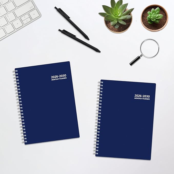 Monthly Planner 2026-2030, 5-Year Calendar Planner 2026-2030, Jan 2026 – Dec 2030, 6.2 x 8.4 In, Ruled Spread, Flexible Cover, Spiral Wirebound, Pocket, 60 Coated Monthly Tabs, Notes ＆ Habit Tracker