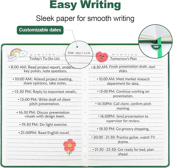 Lined Journal Notebooks, 4 Pack 160 Pages, 5.5x 8.2-Inch Journals for Women Men, Hardcover Notebook with 100 gsm Thick Paper, A5 Size College Ruled Notebook for Writing/Travel/Work (Green, 1 Pack)