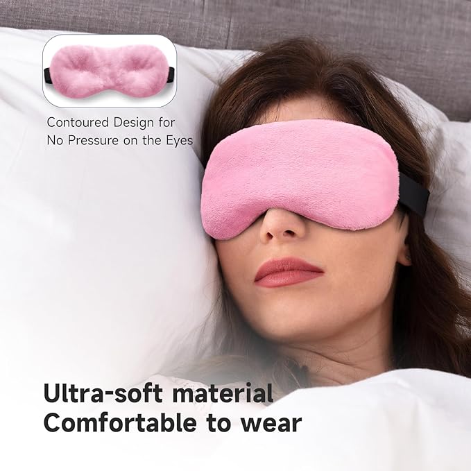 Umisleep Lavender Eye Mask, 0.45 lb Aromatherapy Weighted Eye Mask for Dry Eyes, Sleep Mask for Men Women, Hot Therapy Eye Cover for Compression Pain Relief, Eye Pillow for Puffy Eyes, Sinus Pain-Pink