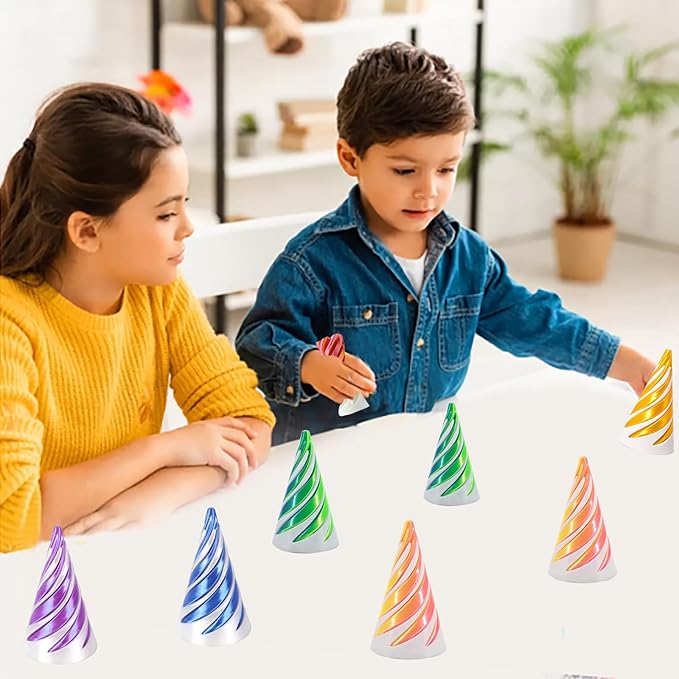 5Pcs Spiral Cone Fidget Toy,Impossible Cone Impossible Pyramid Passthrough Toy,3D Printed Spiral Cone Fidget Toy,Mini Vortex Thread Illusion Desktop Deco Souvenir Gift for Anxiety Relaxing